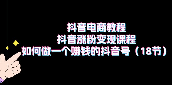 （11436期）抖音电商教程：抖音涨粉变现课程：如何做一个赚钱的抖音号（18节）-一起网创