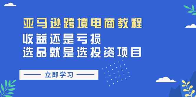 亚马逊跨境电商教程：收益还是亏损！选品就是选投资项目-一起网创