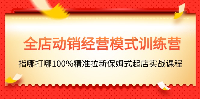 （11460期）全店动销-经营模式训练营，指哪打哪100%精准拉新保姆式起店实战课程-一起网创