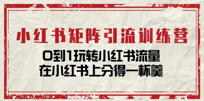 小红书矩阵引流训练营：0到1玩转小红书流量，在小红书上分得一杯羹（14节课）-一起网创