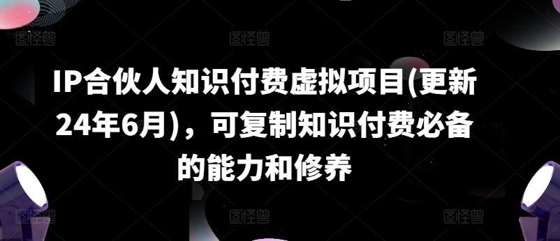 IP合伙人知识付费虚拟项目(更新24年6月)，可复制知识付费必备的能力和修养-一起网创