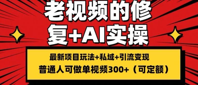 修复老视频的玩法，搬砖+引流的变现(可持久)，单条收益300+【揭秘】-一起网创