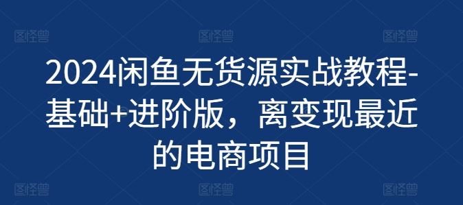 2024闲鱼无货源实战教程-基础+进阶版，离变现最近的电商项目-一起网创
