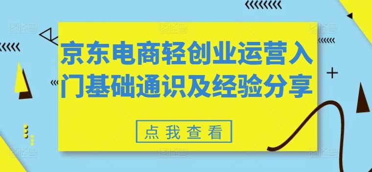 京东电商轻创业运营入门基础通识及经验分享-一起网创