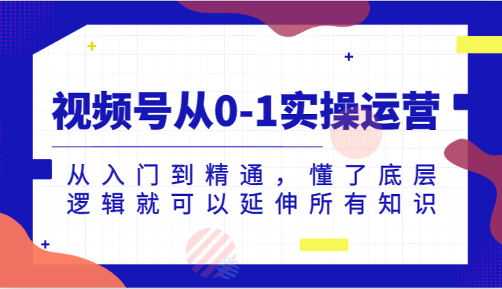 视频号从0-1实操运营，从入门到精通，懂了底层逻辑就可以延伸所有知识（更新2024.7）-一起网创
