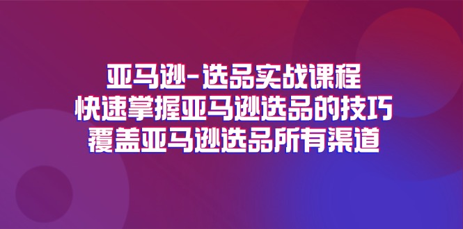 （11620期）亚马逊-选品实战课程，快速掌握亚马逊选品的技巧，覆盖亚马逊选品所有渠道-一起网创