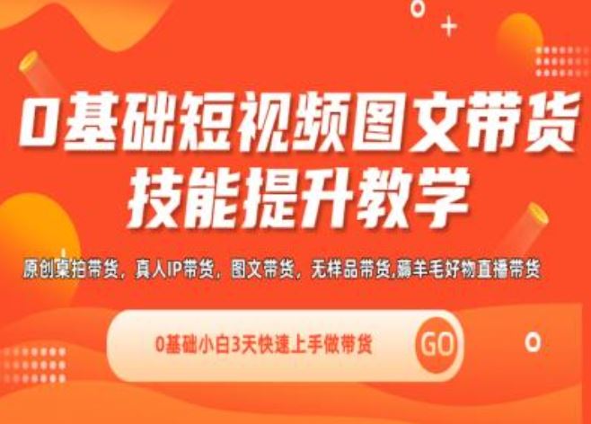 0基础短视频图文带货实操技能提升教学(直播课+视频课),0基础小白3天快速上手做带货-一起网创