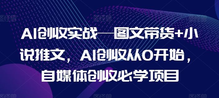 AI创收实战—图文带货+小说推文，AI创收从0开始，自媒体创收必学项目-一起网创