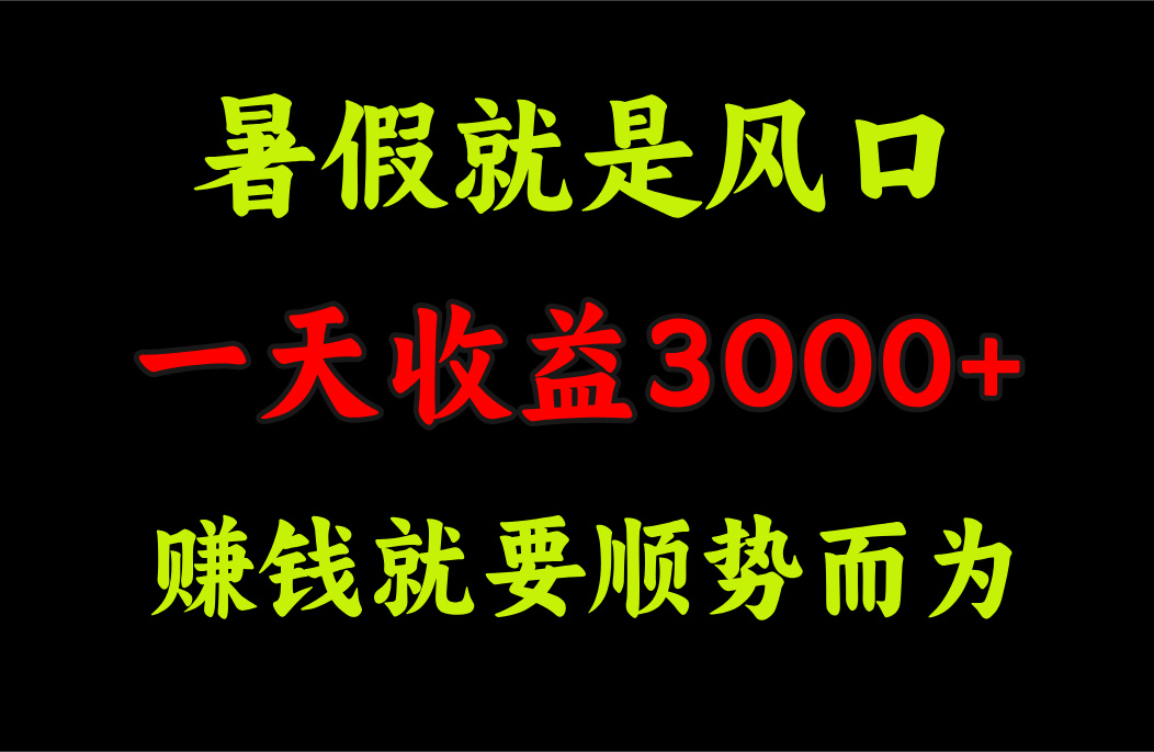 （11670期）一天收益3000+ 赚钱就是顺势而为，暑假就是风口-一起网创