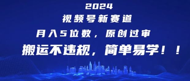 2024视频号新赛道，月入5位数+，原创过审，搬运不违规，简单易学【揭秘】-一起网创