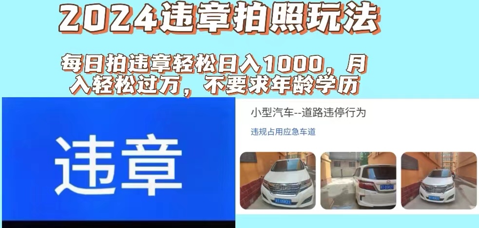 （11743期）2024违章拍照新玩法，推广躺赚+拍照赚钱双模式，日入1000+-一起网创
