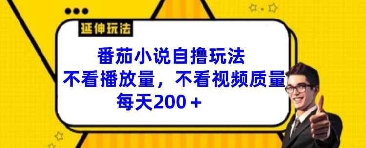 番茄小说自撸玩法，不看播放量，不看视频质量，每天200+【揭秘】-一起网创