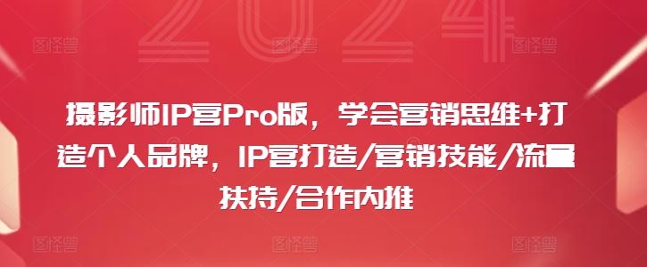 摄影师IP营Pro版，学会营销思维+打造个人品牌，IP营打造/营销技能/流量扶持/合作内推-一起网创