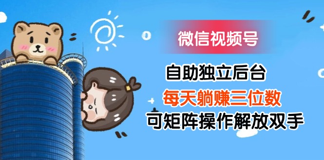 （11910期）微信视频号自助独立后台每天躺赚三位数可矩阵操作解放双手-一起网创