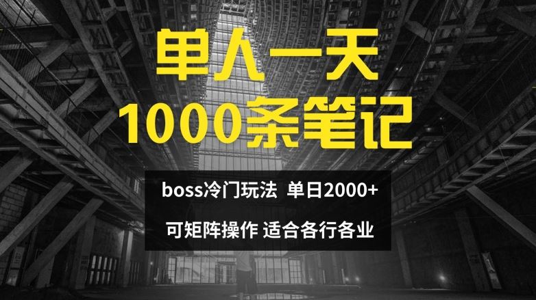单人一天1000条笔记，日入2000+，BOSS直聘的正确玩法【揭秘】-一起网创