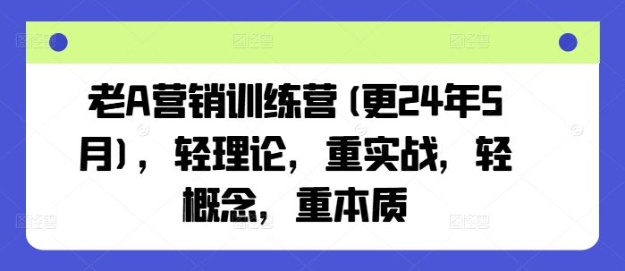 老A营销训练营(更24年7月)，轻理论，重实战，轻概念，重本质-一起网创