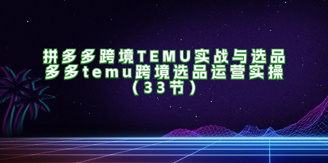 （11934期）拼多多跨境TEMU实战与选品，多多temu跨境选品运营实操（33节）-一起网创