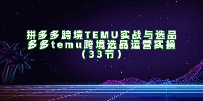 拼多多跨境TEMU实战与选品，多多temu跨境选品运营实操（33节）-一起网创