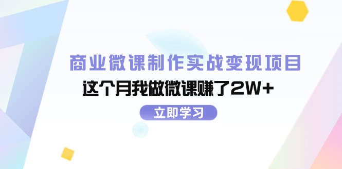 （11959期）商业微课制作实战变现项目，这个月我做微课赚了2W+-一起网创