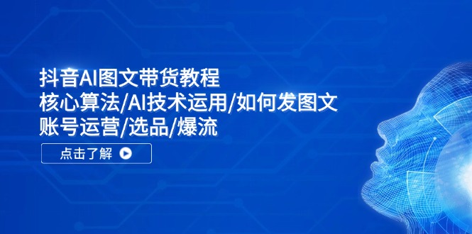 抖音AI图文带货教程：核心算法/AI技术运用/如何发图文/账号运营/选品/爆流-一起网创
