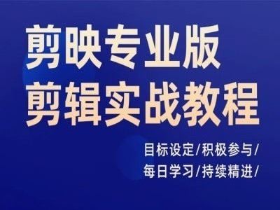 剪映专业版剪辑实战教程，目标设定/积极参与/每日学习/持续精进-一起网创