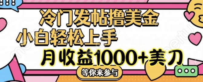 冷门发帖撸美金项目，月收益1000+美金，简单无脑，干就完了【揭秘】-一起网创