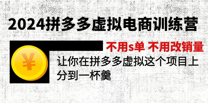 （12024期）2024拼多多虚拟电商训练营 不s单 不改销量  做虚拟项目分一杯羹(更新10节)-一起网创