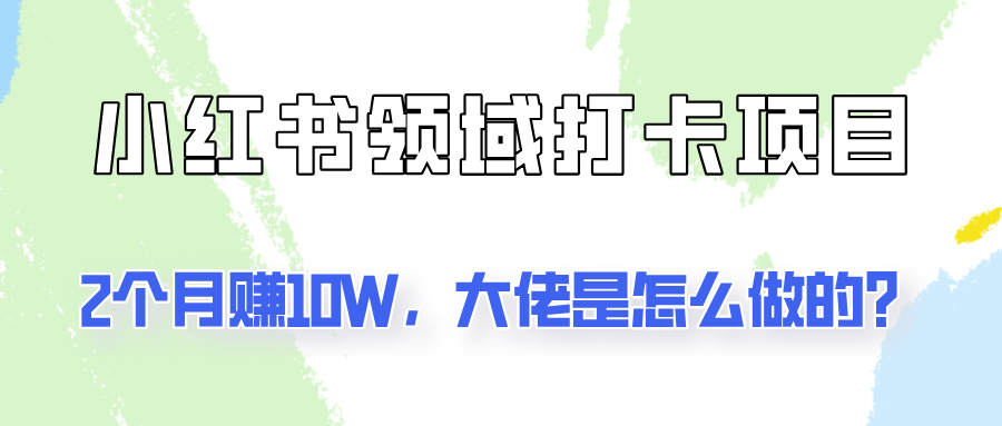 通过小红书领域打卡项目2个月赚10W，大佬是怎么做的？-一起网创