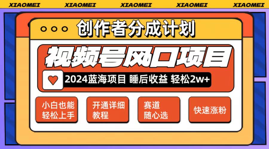 （12084期）微信视频号大风口项目 轻松月入2w+ 多赛道选择，可矩阵，玩法简单轻松上手-一起网创