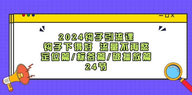 2024钩子引流课：钩子下得好流量不再愁，定位篇/标签篇/破播放篇/24节-一起网创