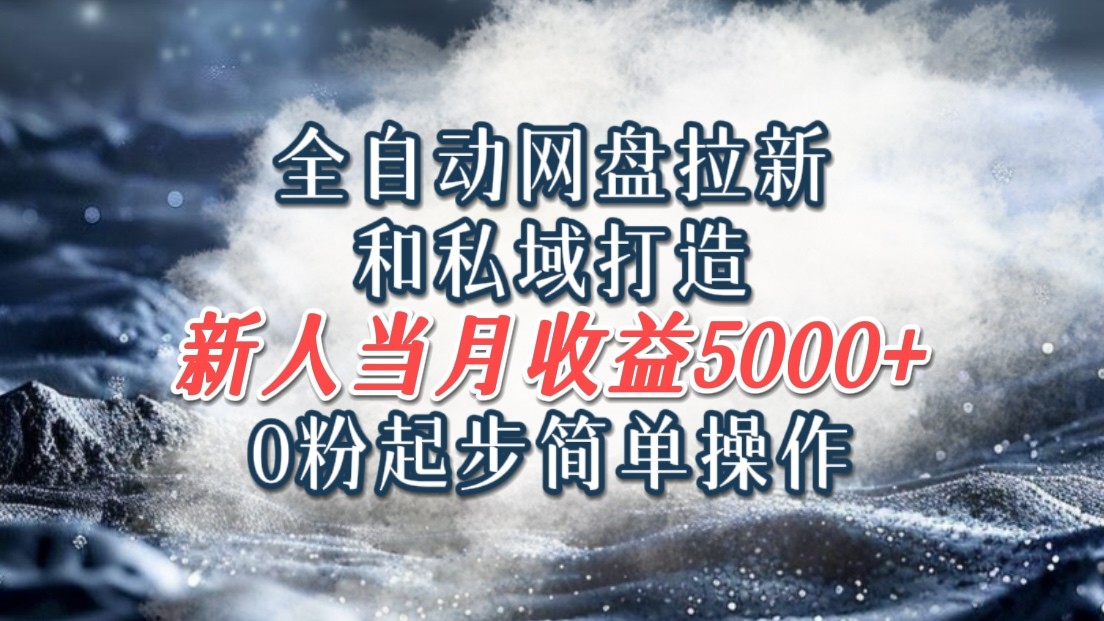 全自动网盘拉新和私域打造，0粉起步简单操作，新人入门当月收益5000以上-一起网创