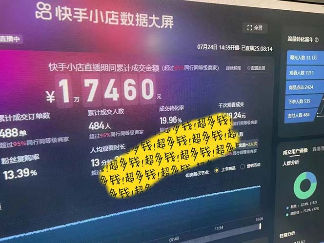 图片[3]-（12129期）快手-数字人带货教程，日不落48小时直播模式，单台电脑日利润200-500-一起网创