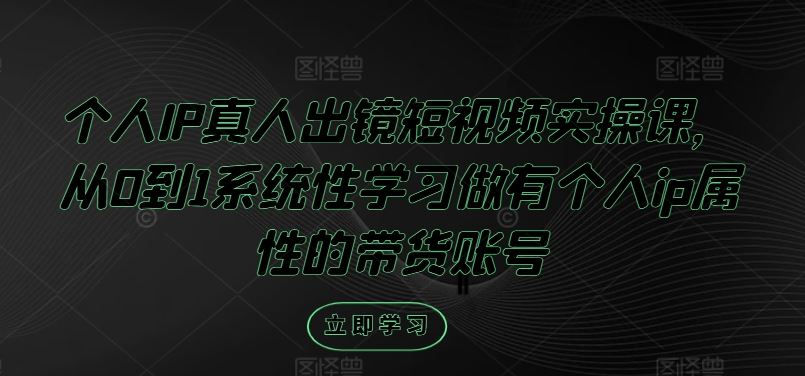 个人IP真人出镜短视频实操课，从0到1系统性学习做有个人ip属性的带货账号-一起网创