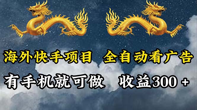 （12175期）海外快手项目，利用工具全自动看广告，每天轻松 300+-一起网创