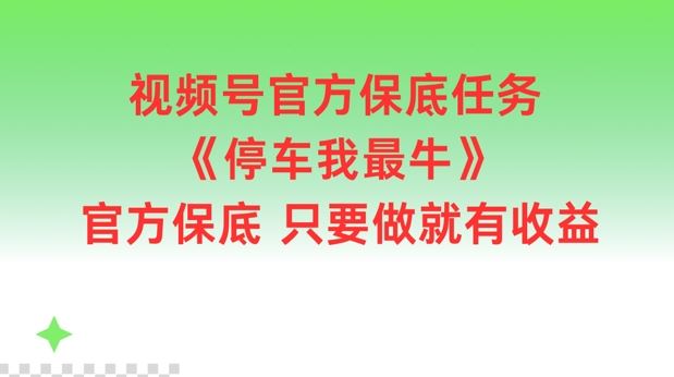 视频号官方保底任务，停车我最牛，官方保底只要做就有收益【揭秘】-一起网创