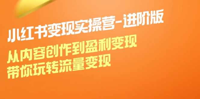 小红书变现实操营进阶版：从内容创作到盈利变现，带你玩转流量变现-一起网创