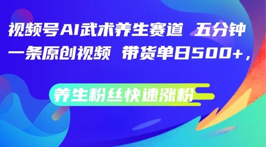 视频号AI武术养生赛道，五分钟一条原创视频，带货单日几张，养生粉丝快速涨粉【揭秘】-一起网创