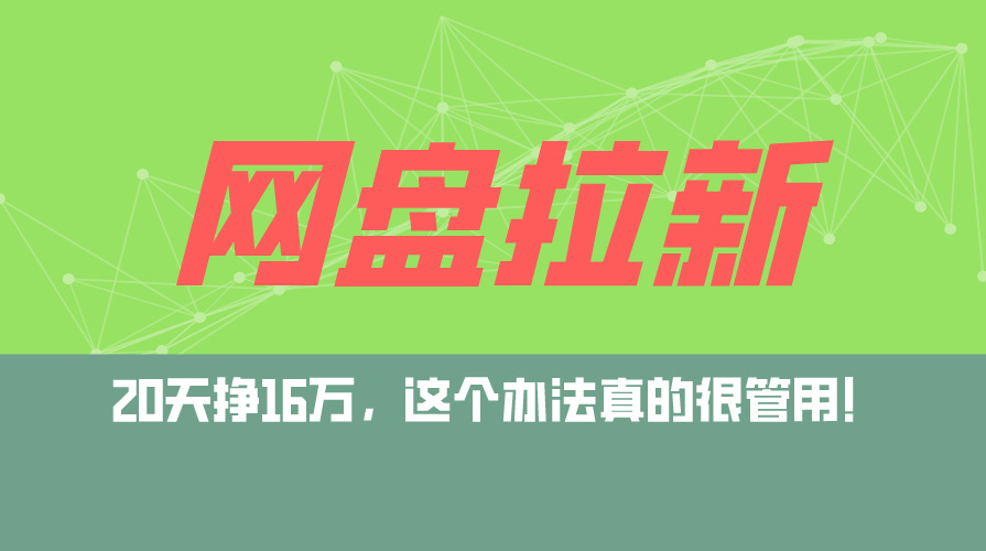 （12294期）网盘拉新+私域运营玩法，零基础入门，小白可操作，当天见效，日入5000+-一起网创