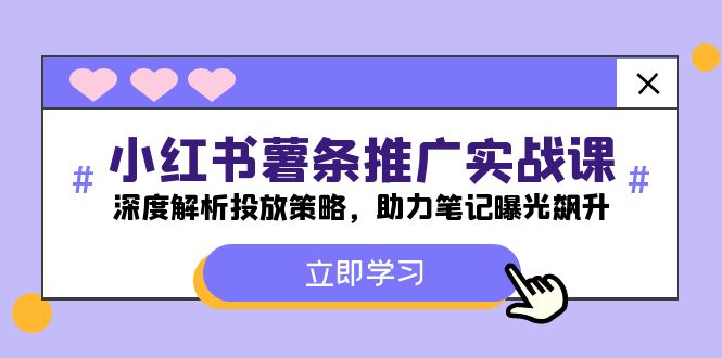 （12289期）小红书-薯 条 推 广 实战课：深度解析投放策略，助力笔记曝光飙升-一起网创