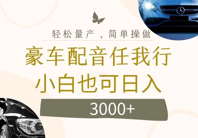不为人知的暴力小项目，豪车配音，日入几张【揭秘】-一起网创