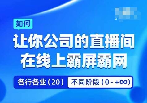 企业矩阵直播霸屏实操课，让你公司的直播间在线上霸屏霸网-一起网创