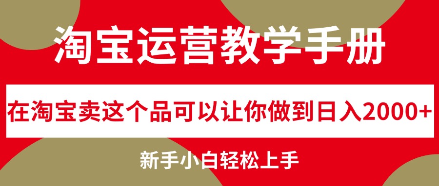 （12351期）淘宝运营教学手册，在淘宝卖这个品可以让你做到日入2000+，新手小白轻…-一起网创