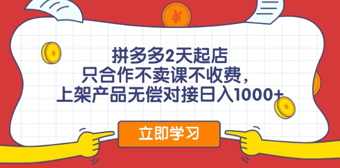 （12356期）拼多多0成本开店，只合作不卖课不收费，0成本尝试，日赚千元+-一起网创