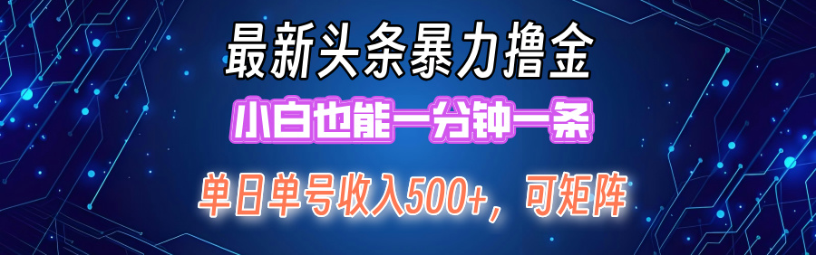 （12380期）最新暴力头条掘金日入500+，矩阵操作日入2000+ ，小白也能轻松上手！-一起网创