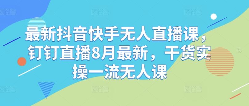 最新抖音快手无人直播课，钉钉直播8月最新，干货实操一流无人课-一起网创