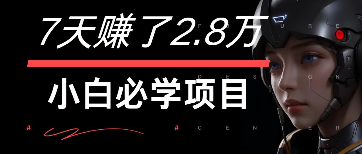7天赚了2.8万！每单利润最少500+，轻松月入7万+小白有手就行-一起网创