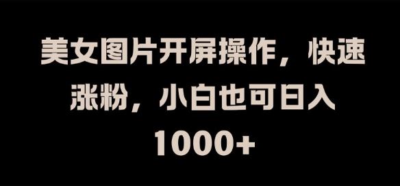美女图片开屏操作，快速涨粉，小白也可日入1k【揭秘】-一起网创