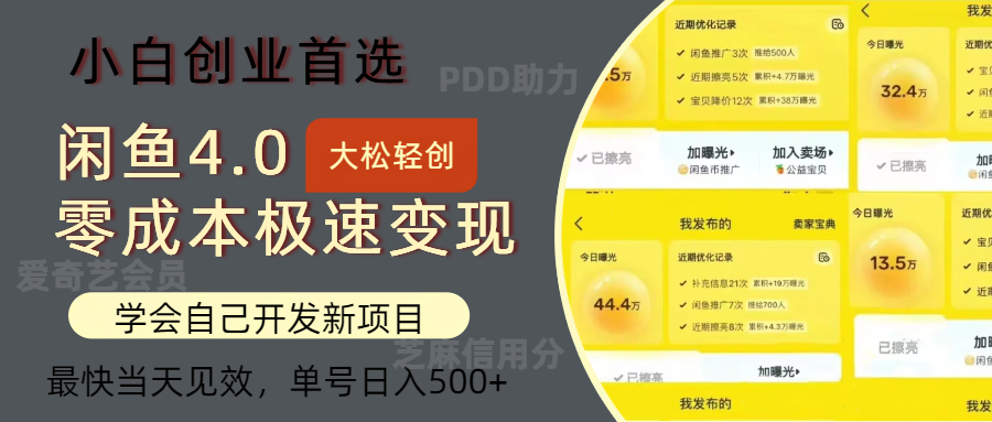 （12434期）闲鱼0成本极速变现项目，多种变现方式 单号日入500+最新玩法-一起网创