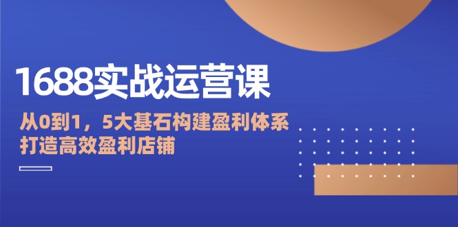 （12482期）1688实战运营课：从0到1，5大基石构建盈利体系，打造高效盈利店铺-一起网创