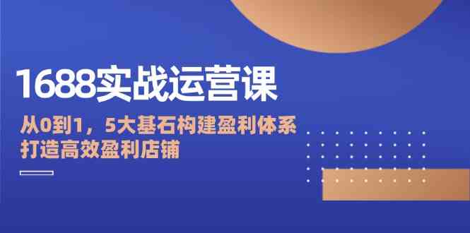 1688实战运营课：从0到1，5大基石构建盈利体系，打造高效盈利店铺-一起网创